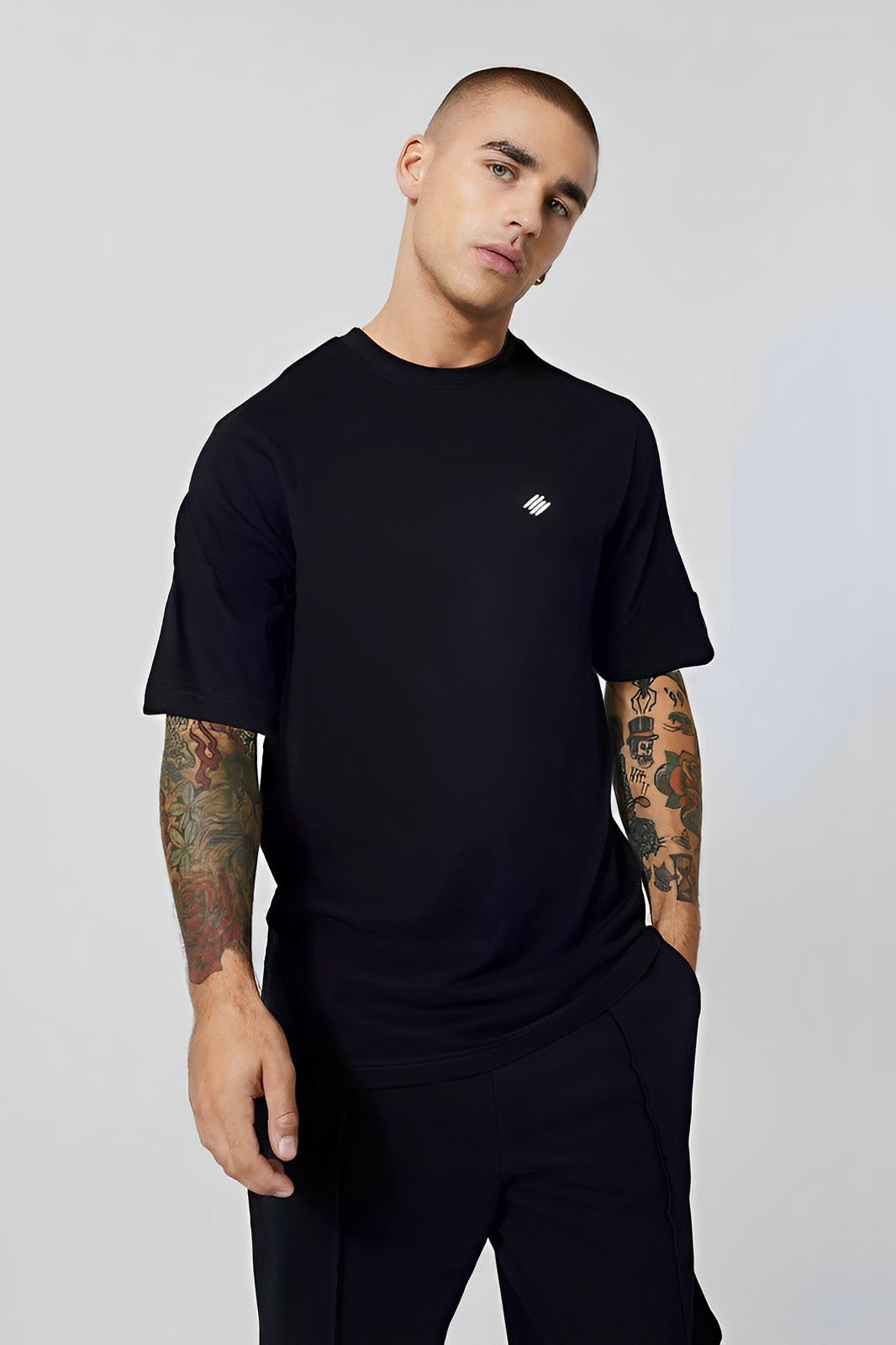 BLACK OVERSIZED Men T-shirt Drop Shoulder